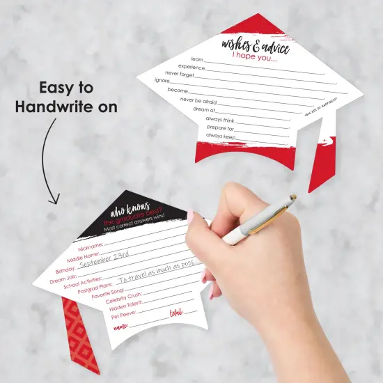 Big Dot of Happiness Red Grad - Best is Yet to Come - 2-in-1 Red Graduation Party Cards - Activity Duo Games - Set of 20 {4}