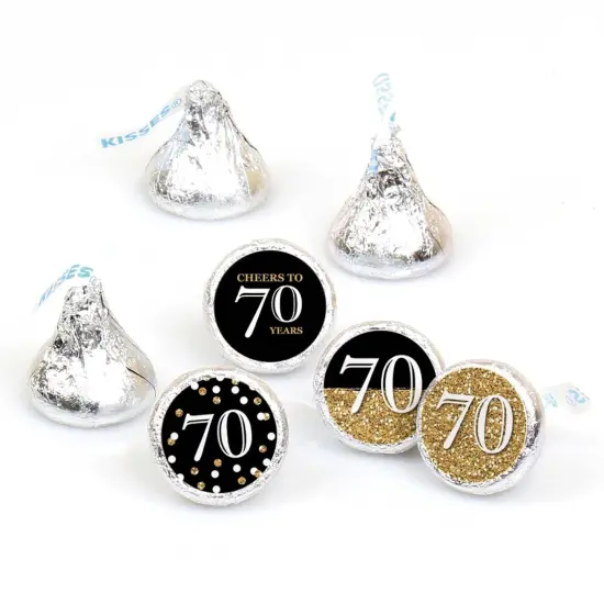 Big Dot of Happiness Adult 70th Birthday - Gold - Round Candy Sticker Party Favors - Labels Fits Chocolate Candy (1 sheet of 108) {1}