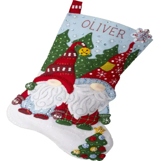 Bucilla Felt Stocking Applique Kit 18" Long-Chillin' With My Gnomie {1}