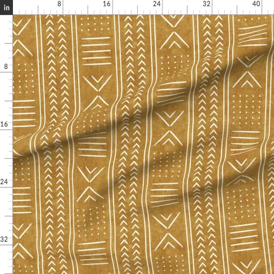 Various Fabrics by the Yard or Fat Quarter Geometric Stripe Mustard Gold Weathered Look Southwestern Boho Tribal Inspired Modern Farmhouse Custom Printed Fabric by Spoonflower {1}