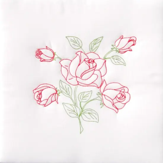 Jack Dempsey Stamped White Quilt Blocks 18"X18" 6/Pkg-Long Stem Rose {1}