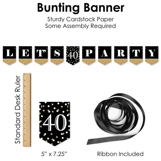 Big Dot of Happiness Adult 40th Birthday - Gold - Birthday Party Supplies Decoration Kit - Decor Galore Party Pack - 51 Pieces {7}