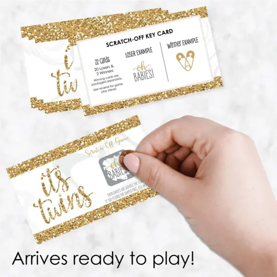 Big Dot of Happiness It's Twins - Gold Twins Baby Shower Game Scratch Off Cards - 22 Count {3}