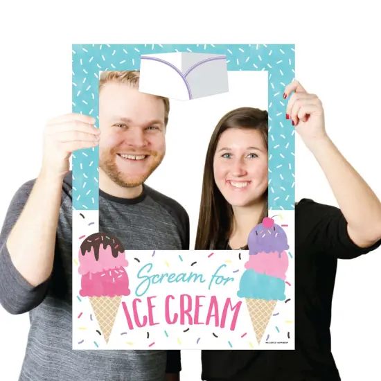 Big Dot of Happiness Scoop Up The Fun - Ice Cream - Sprinkles Party Selfie Photo Booth Picture Frame and Props - Printed on Sturdy Material {4}