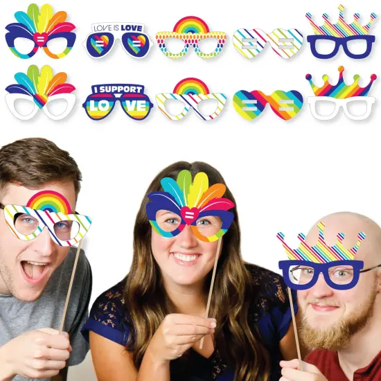 Big Dot of Happiness Love is Love - Pride Glasses - Paper Card Stock Rainbow Party Photo Booth Props Kit - 10 Count {3}