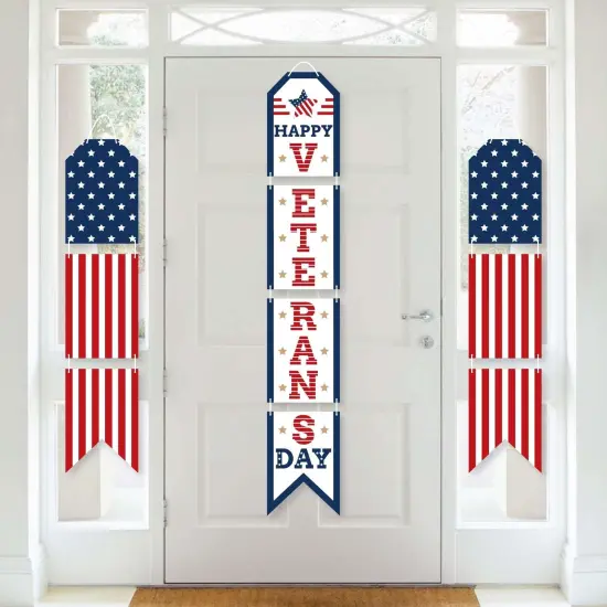 Big Dot of Happiness Happy Veterans Day - Hanging Vertical Paper Door Banners - Patriotic Wall Decoration Kit - Indoor Door Decor {1}