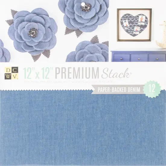 DCWV Single-Sided Specialty Stack 12"X12" 12/Pkg-Paper Backed Denim Fabric {1}