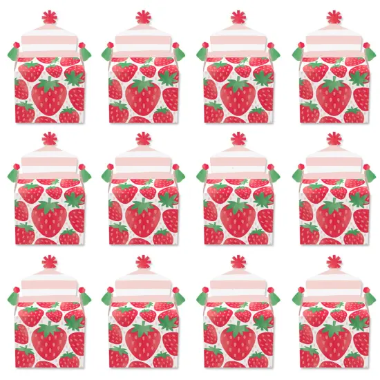 Big Dot of Happiness Berry Sweet Strawberry - Treat Box Party Favors - Fruit Themed Birthday Party or Baby Shower Goodie Gable Boxes - Set of 12 {6}