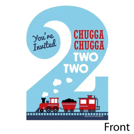 Big Dot of Happiness 2nd Birthday Railroad Party Crossing - Shaped Fill-in Invites - Second Birthday Party Invite Cards with Envelopes - Set of 12 {3}