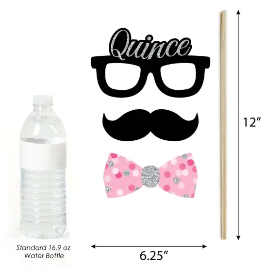 Big Dot of Happiness Quinceanera Pink - Sweet 15 - Birthday Party Photo Booth Props Kit - 20 Count {6}