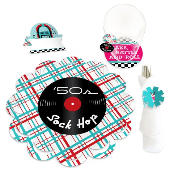 Big Dot of Happiness 50&rsquo;s Sock Hop - 1950s Rock N Roll Party Paper Charger and Table Decorations - Chargerific Kit - Place Setting for 8 {1}