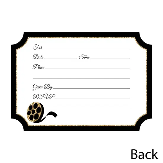 Big Dot of Happiness Red Carpet - Shaped Fill-in Invitations - Movie Night Party Invitation Cards with Envelopes - Set of 12 {4}