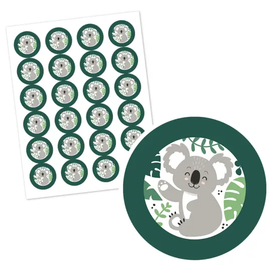 Big Dot of Happiness Koala Cutie - Bear Birthday Party and Baby Shower Circle Sticker Labels - 24 Count {3}