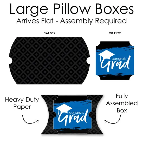 Big Dot of Happiness Blue Grad - Best is Yet to Come - Favor Gift Boxes - Royal Blue Graduation Party Large Pillow Boxes - Set of 12 {7}