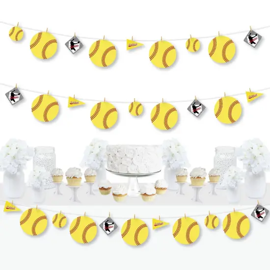 Big Dot of Happiness Grand Slam - Fastpitch Softball - Birthday Party or Baby Shower DIY Decorations - Clothespin Garland Banner - 44 Pieces {1}