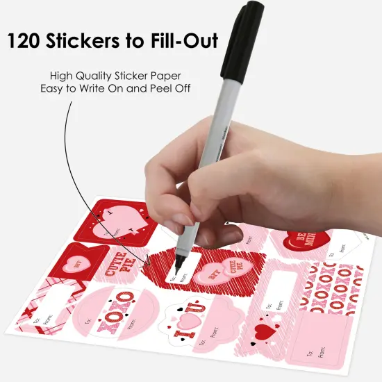 Big Dot of Happiness Conversation Hearts - Assorted Valentine&rsquo;s Day Party Gift Tag Labels - To and From Stickers - 12 Sheets - 120 Stickers {4}