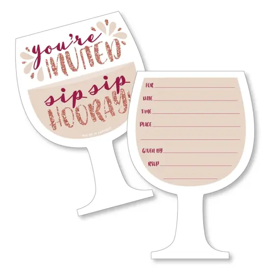 Big Dot of Happiness But First, Wine - Shaped Fill-in Invitations - Wine Tasting Party Invitation Cards with Envelopes - Set of 12 {1}