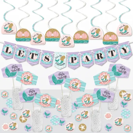Big Dot of Happiness Let's Be Mermaids - Baby Shower or Birthday Party Supplies Decoration Kit - Decor Galore Party Pack - 51 Pieces {1}