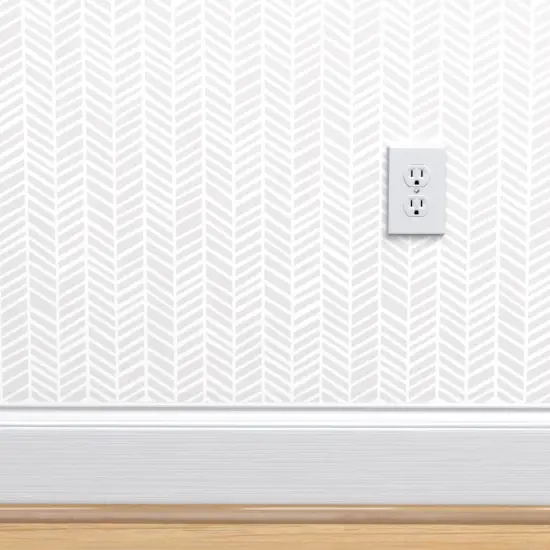 Peel & Stick Wallpaper 2FT Wide Herringbone Light Gray White Neutral Doodle Cartoon Chevron Triangle Classic Geometric Arrow Modern Mod Chic Custom Removable Wallpaper by Spoonflower {4}