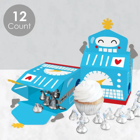Big Dot of Happiness Gear Up Robots - Treat Box Party Favors - Birthday Party or Baby Shower Goodie Gable Boxes - Set of 12 {4}