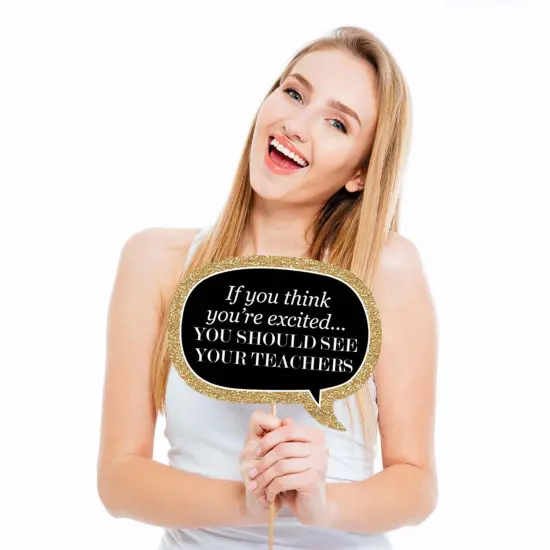 Big Dot of Happiness Funny Gold Graduation Party Photo Booth Props Kit - 10 Piece {3}