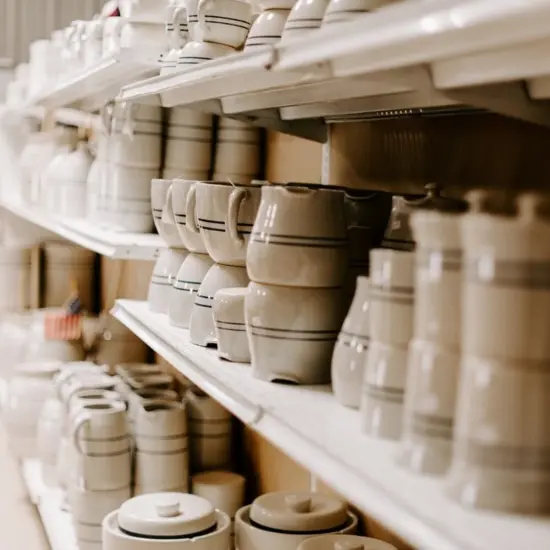 Martinez Pottery Hand-Turned Heritage Blue Stripe Stoneware Mixing Bowl 10" {7}