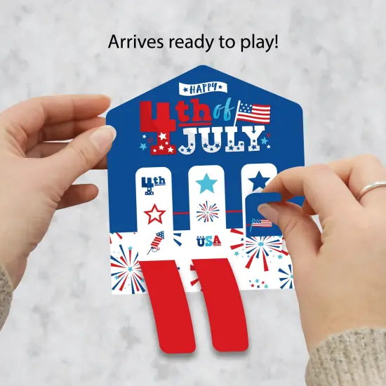 Big Dot of Happiness Firecracker 4th of July -Party Game Pickle Cards - Pull Tabs 3-in-a-Row - Set of 12 {4}