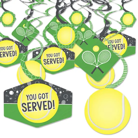 Big Dot of Happiness You Got Served - Tennis - Baby Shower or Tennis Ball Birthday Party Hanging Decor - Party Decoration Swirls - Set of 40 {1}