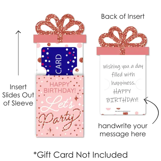 Big Dot of Happiness Pink Rose Gold Birthday - Happy Birthday Party Money and Gift Card Sleeves - Nifty Gifty Card Holders - Set of 8 {7}