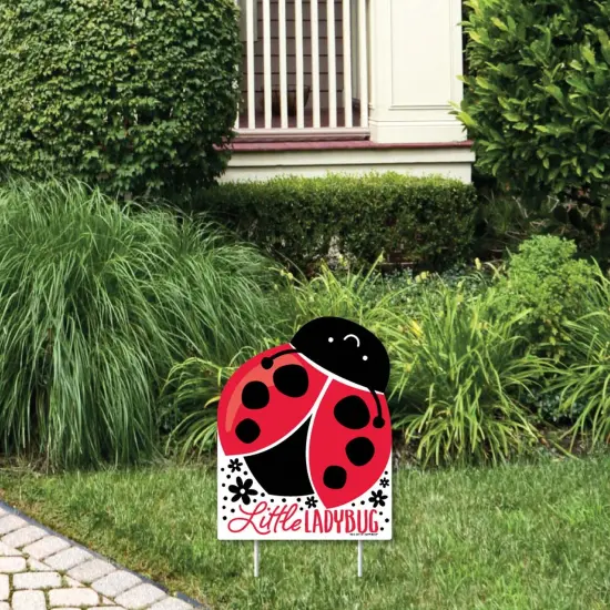 Big Dot of Happiness Happy Little Ladybug - Outdoor Lawn Sign - Baby Shower or Birthday Party Yard Sign - 1 Piece {1}