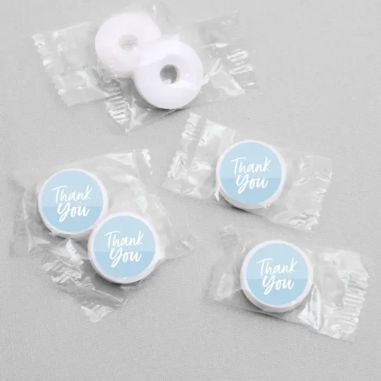 Big Dot of Happiness Dusty Blue Elegantly Simple - Guest Party Favors Round Candy Sticker Favors - Labels Fits Chocolate Candy (1 sheet of 108) {4}