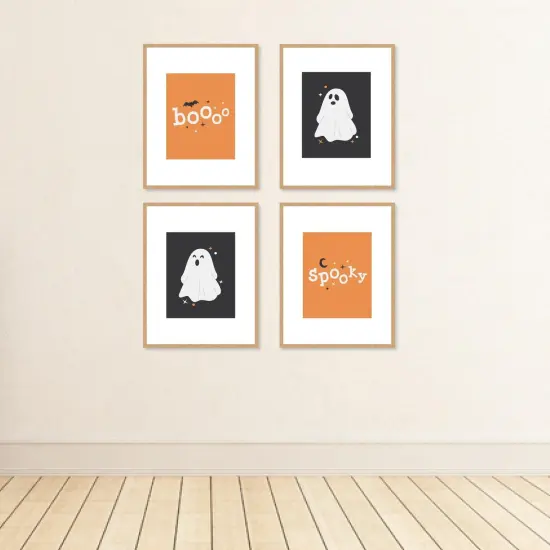Big Dot of Happiness Spooky Ghost - Unframed Ghouls Halloween Linen Paper Wall Art - Set of 4 - Artisms - 8 x 10 inches {4}