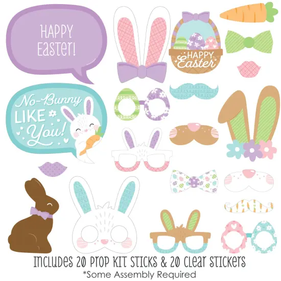 Big Dot of Happiness Spring Easter Bunny - Happy Easter Party Photo Booth Props Kit - 20 Count {3}