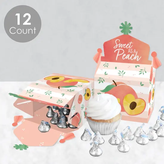 Big Dot of Happiness Sweet as a Peach - Treat Box Party Favors - Fruit Themed Baby Shower or Birthday Party Goodie Gable Boxes - Set of 12 {4}