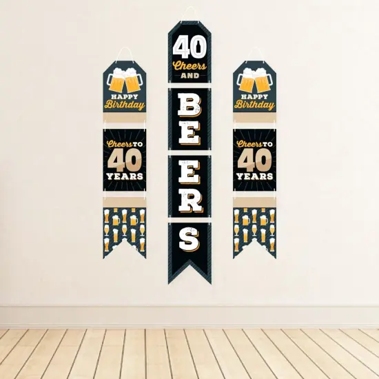 Big Dot of Happiness Cheers and Beers to 40 Years - Hanging Vertical Paper Door Banners - 40th Birthday Party Wall Decoration Kit - Indoor Door Decor {4}