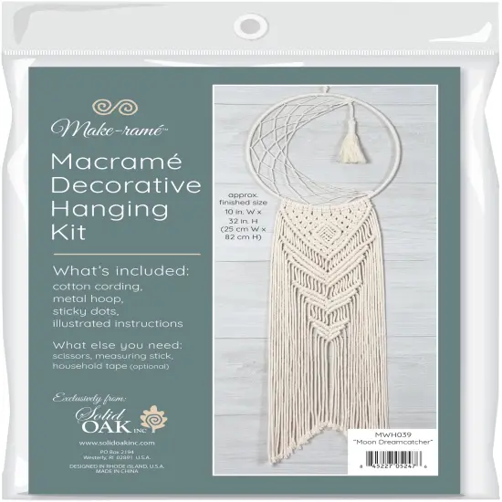 Solid Oak Macrame Decorative Hanging Kit-Moon Dreamcatcher {1}