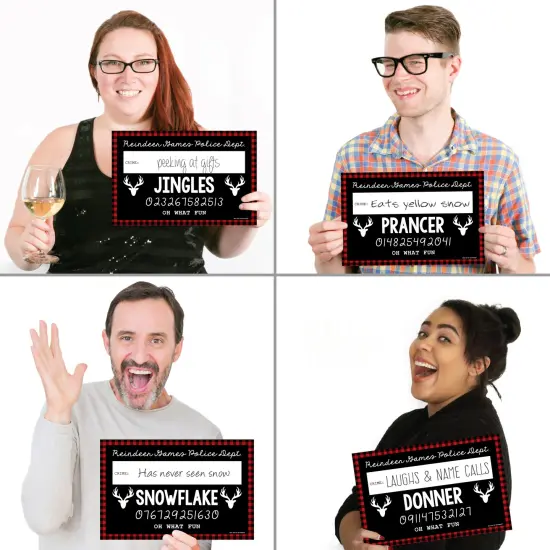 Big Dot of Happiness Prancing Plaid - Party Mug Shots - Photo Booth Props Christmas & Holiday Buffalo Plaid Party Mugshot Signs - 20 Count {4}