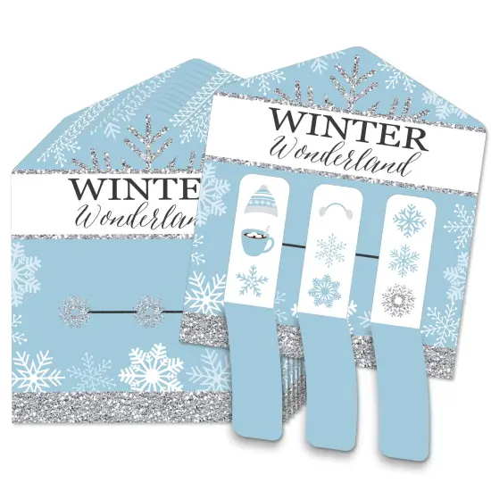 Big Dot of Happiness Winter Wonderland - Snowflake Holiday Party and Winter Wedding Game Pickle Cards - Pull Tabs 3-in-a-Row - Set of 12 {1}