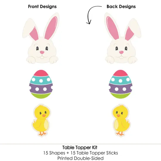 Big Dot of Happiness Hippity Hoppity - Easter Bunny Party Centerpiece Sticks - Table Toppers - Set of 15 {6}