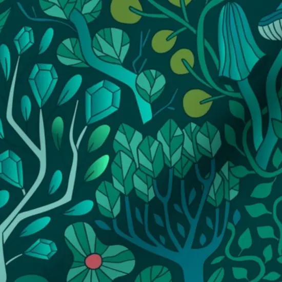 Various Fabrics by the Yard or Fat Quarter Emerald Forest Fairy Woodland Creatures Green Nature Trees Crystals Magical Mystical Custom Printed Fabric by Spoonflower {7}