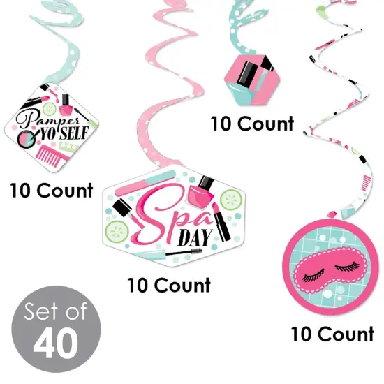Big Dot of Happiness Spa Day - Girls Makeup Party Hanging Decor - Party Decoration Swirls - Set of 40 {6}
