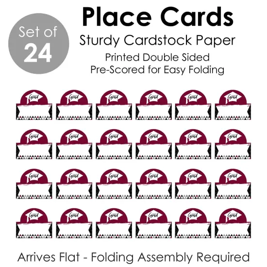 Big Dot of Happiness Maroon Grad - Best is Yet to Come - Burgundy Graduation Party Tent Buffet Card - Table Setting Name Place Cards - Set of 24 {7}