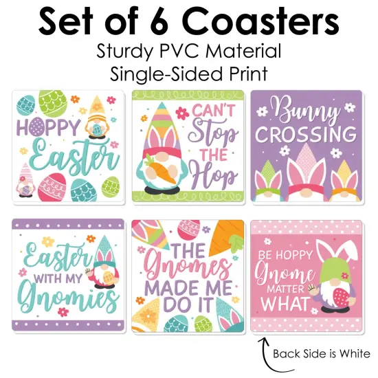 Big Dot of Happiness Easter Gnomes - Funny Spring Bunny Party Decorations - Drink Coasters - Set of 6 {6}