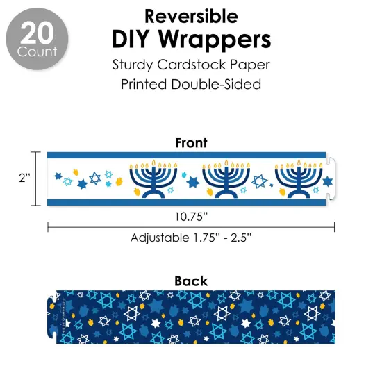 Big Dot of Happiness Hanukkah Menorah - Chanukah Holiday Party Favors and Cupcake Kit - Fabulous Favor Party Pack - 100 Pieces {4}
