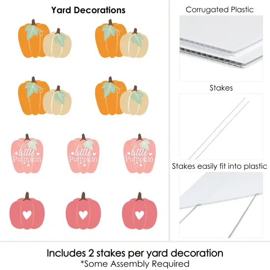 Big Dot of Happiness Girl Little Pumpkin - Lawn Decorations - Outdoor Fall Birthday Party or Baby Shower Yard Decorations - 10 Piece {7}