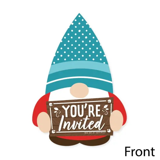 Big Dot of Happiness Garden Gnomes - Shaped Fill-In Invitations - Forest Gnome Party Invitation Cards with Envelopes - Set of 12 {4}