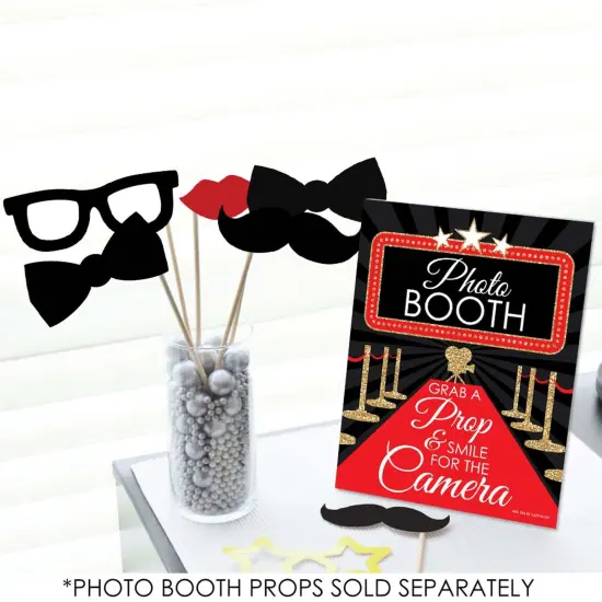 Big Dot of Happiness Red Carpet Photo Booth Sign - Movie Party Decor - Printed on Sturdy Plastic - 10.5 x 13.75" Sign with Stand - 1 Piece {3}