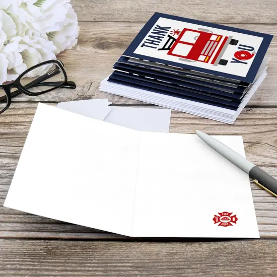 Big Dot of Happiness Fired Up Fire Truck - Firefighter Firetruck Baby Shower or Birthday Party Thank You Cards (8 count) {6}