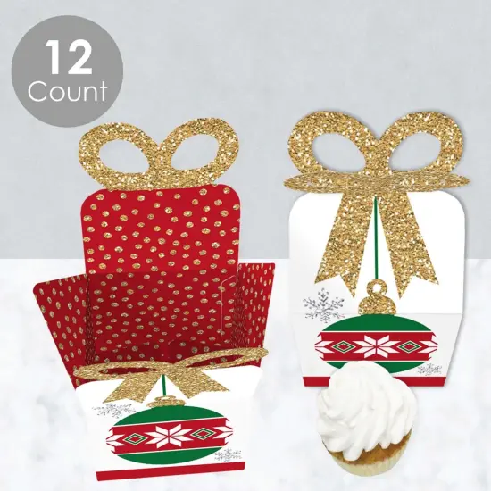 Big Dot of Happiness Ornaments - Square Favor Gift Boxes - Holiday and Christmas Party Bow Boxes - Set of 12 {4}