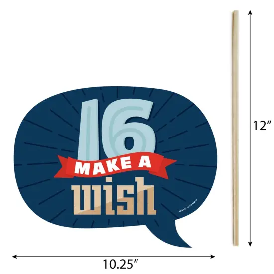 Big Dot of Happiness Funny Boy 16th Birthday - Sweet Sixteen Birthday Party Photo Booth Props Kit - 10 Piece {6}